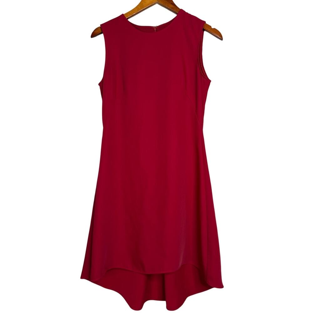 Nha Khanh Sleeveless Asymmetric High-Low A-Line Dress Cocktail Mini Dress 2 Red